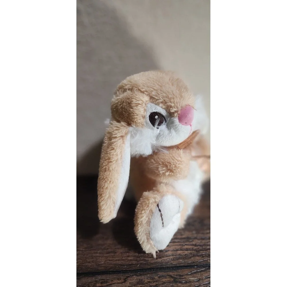 Dan Dee Plush Bunny Rabbit Tan White Stuffed Animal w Bow Soft Toy